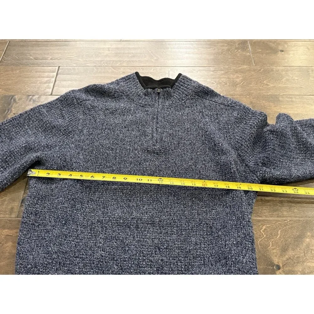 Pendleton Mens Navy Gray 1/4 Zip Washable Wool Pullover Outdoors Sweater Size L